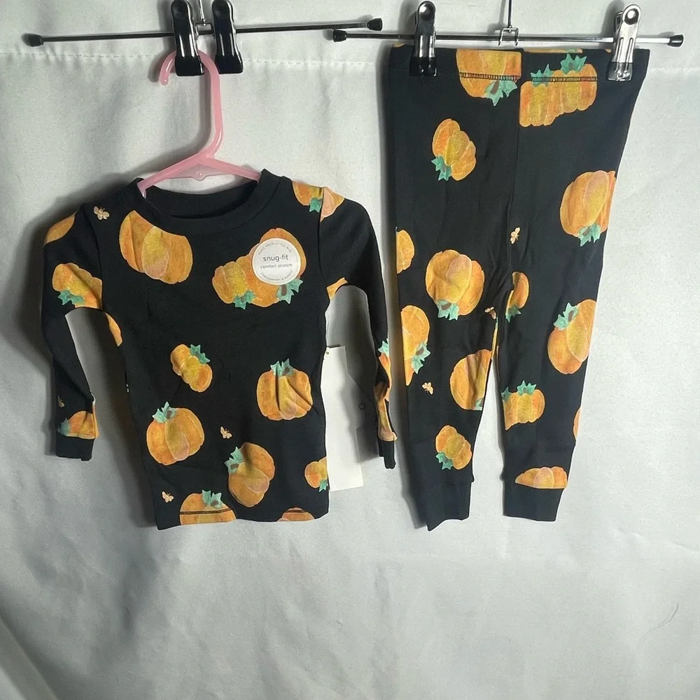 Burt’s Bees Baby Organic Cotton Pumpkin Pajamas Set 12M Holiday Jammies